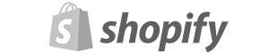 Shopify landscape logo in greyscale on transparent background