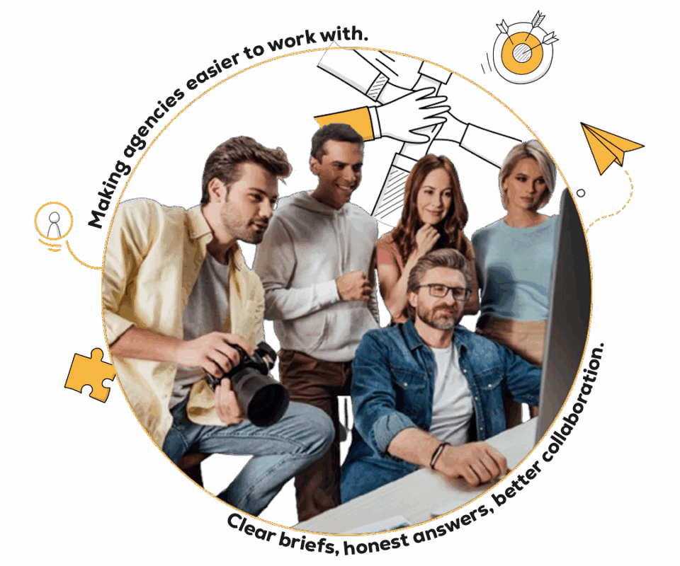 A digital agency team finding alignment with client using a marketing consultant